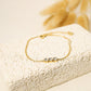 Thin double chain bracelet with 3 square rhinestones