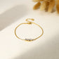 Thin double chain bracelet with 3 square rhinestones