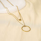 Double chain necklace with ring and round