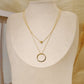 Double chain necklace with ring and round