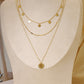 Triple chain multi round necklace
