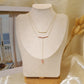 Collier double chaîne en Y avec pierres roses