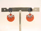 Orange earrings with silver flower