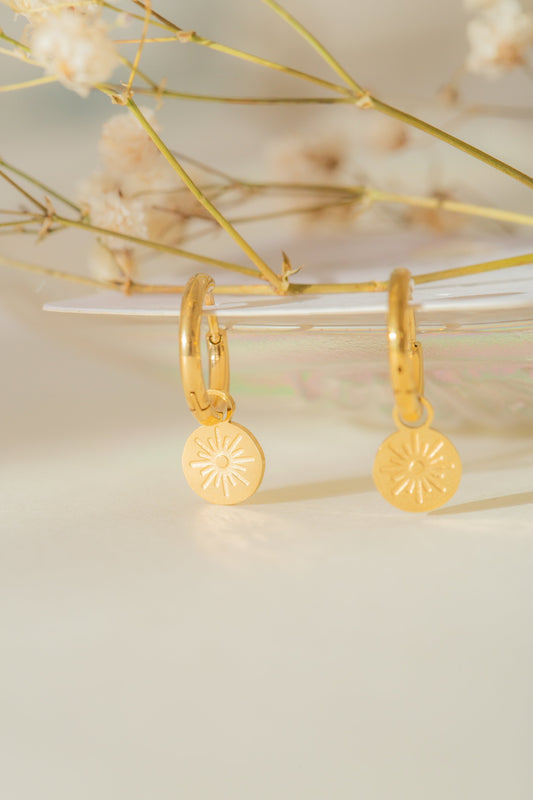 Boucles d'oreilles Créoles Soleil Rond