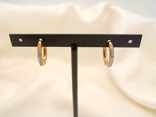 Boucles d'Oreilles Créoles À Strass Blancs