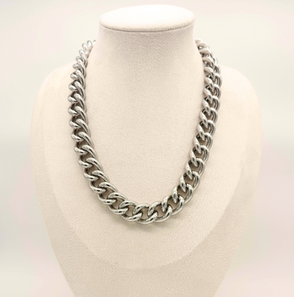 Large silver link necklace