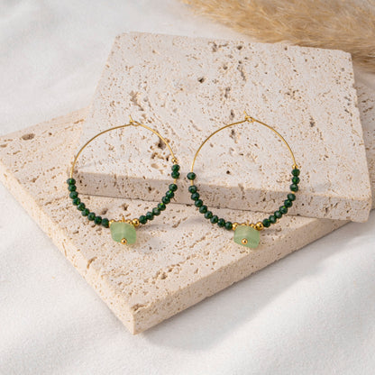 Green natural stone earrings