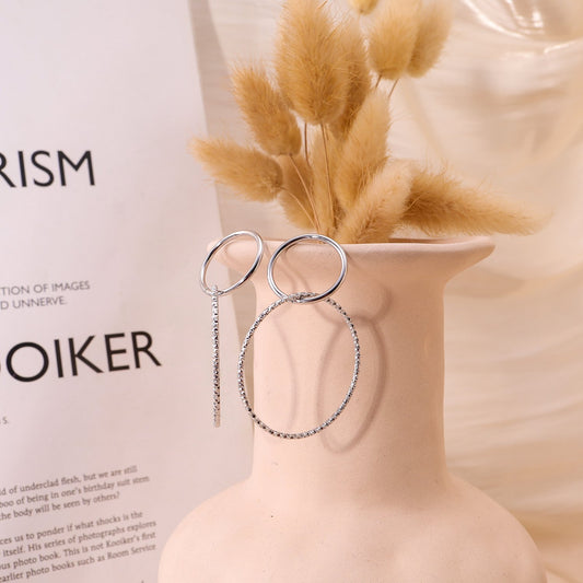 Boucles d'oreilles double cercle argentées