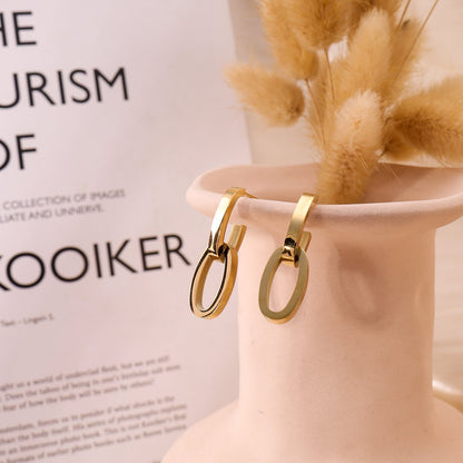 Boucles d'oreilles double chaîne dorée