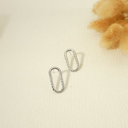 Oval silver earrings