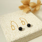 Chain, rectangle and black ball earrings