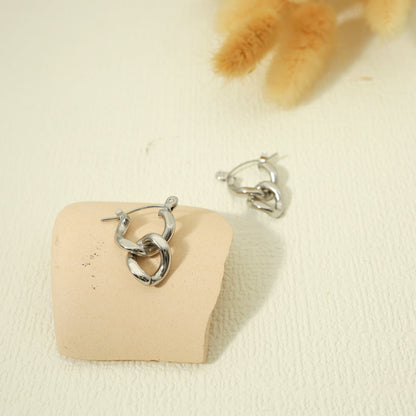 Silver link earrings