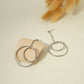Double circle dangling silver earrings
