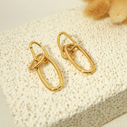 Golden long link earrings