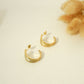 Golden multi-line hoop earrings