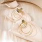 Green half sparkle earrings