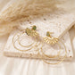 Green half sparkle earrings