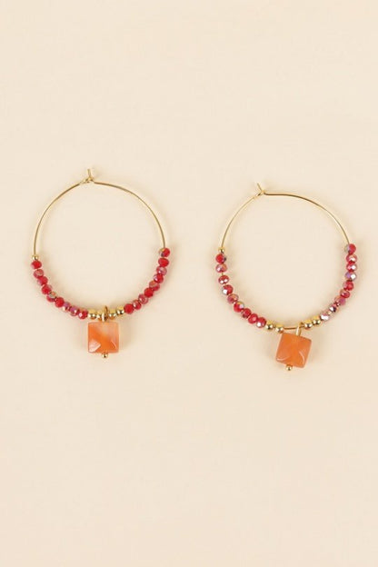 Red natural stone earrings