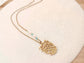 Pink necklace with owl pendant and stones