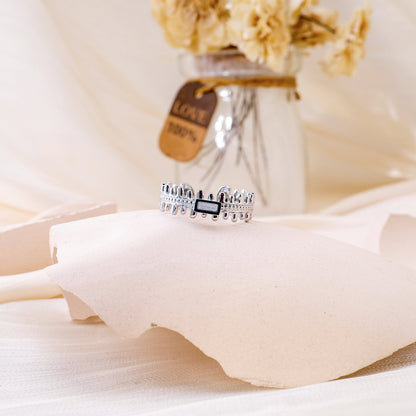 Silver mother-of-pearl rectangle ring