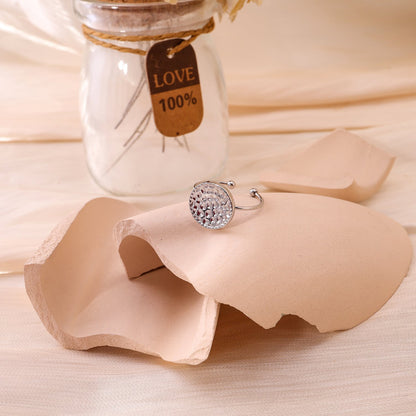 Silver round plate ring