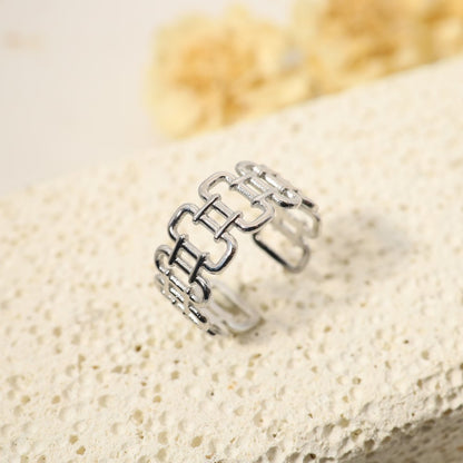 Silver multi rectangle ring
