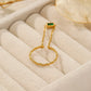 Chain ring with green stone