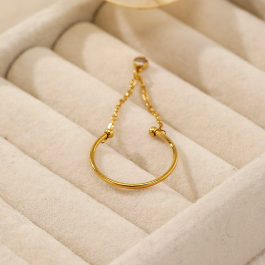 Bague chaînette avec strass