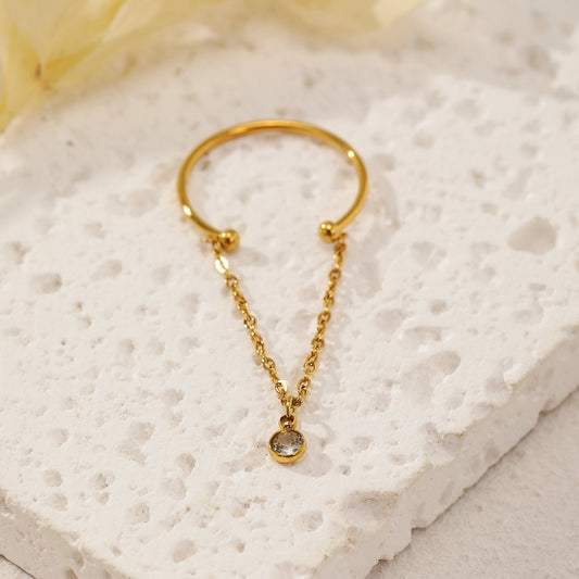 Bague chaînette avec strass