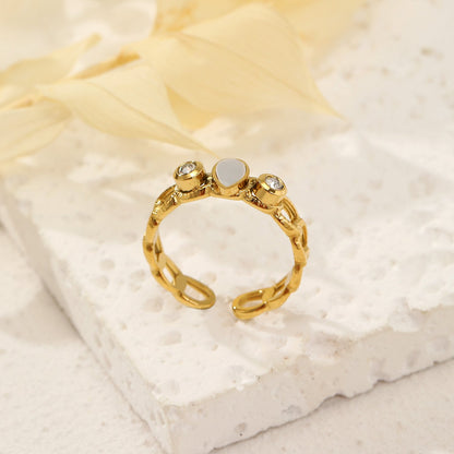 Bague strass et nacre