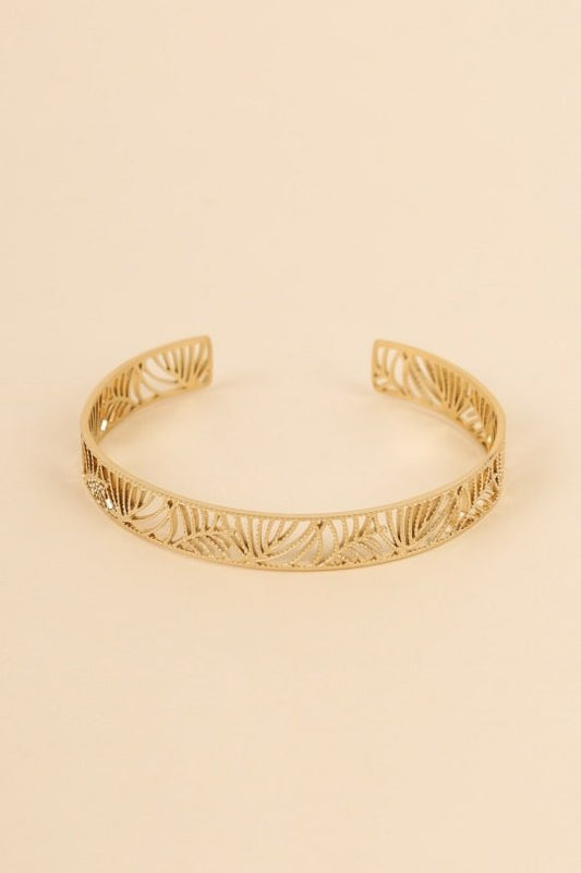 Bracelet Jonc Feuillet Doré