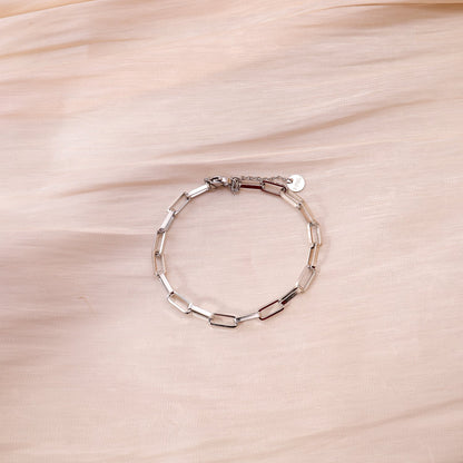 Bracelet chaîne rectangle argentée