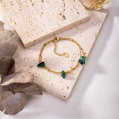 Double chain bracelet with stones