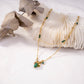 Double chain necklace with colored stone