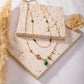 Double chain necklace with colored stone