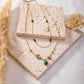 Double chain necklace with green stone