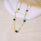Double chain necklace with 5 blue stones