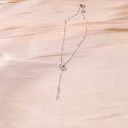 Silver Y square necklace