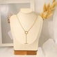 Golden necklace with a pendant circle