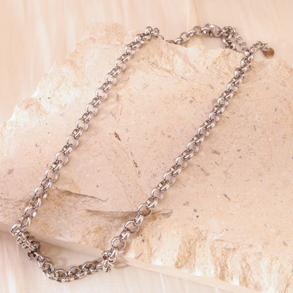 Silver round chain necklace