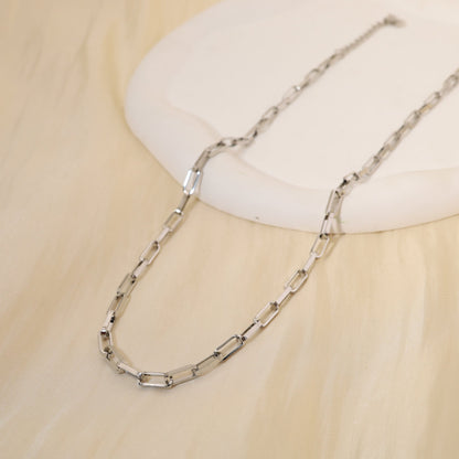 Silver rectangle link necklace