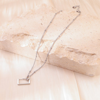 Silver Rectangle Pendant Necklace
