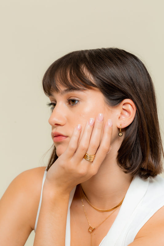 Round sun hoop earrings