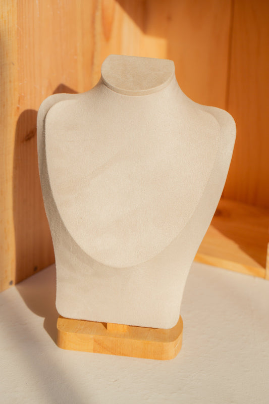 Bust display stand for beige square necklace