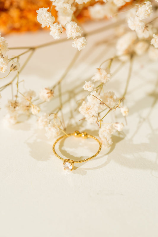 Bague Dorée Fine Strass