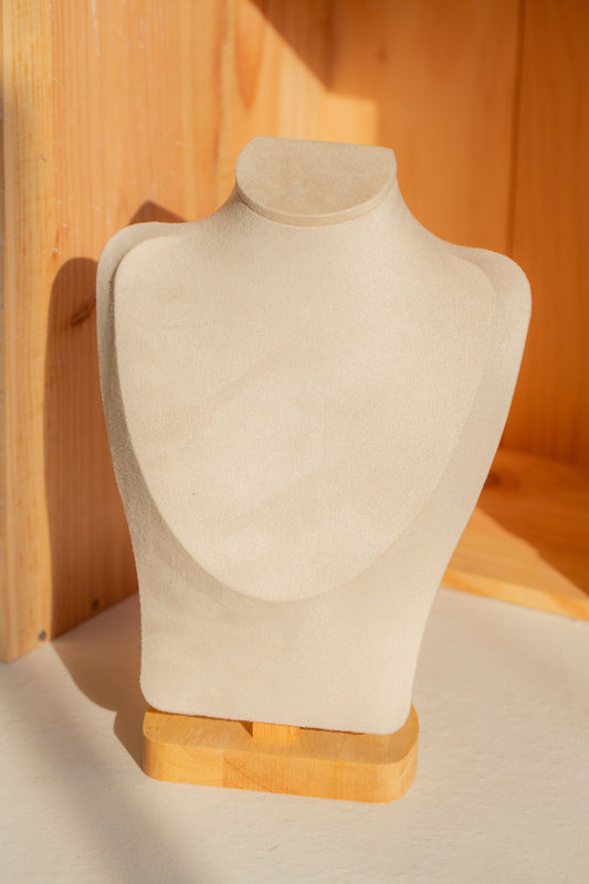 Bust display stand for beige square necklace