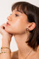 Black pearl and double chain earrings